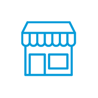 Commerces avec vitrines ou enseignes lumineuses